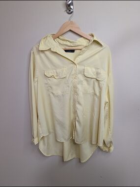 Lane Bryant Button Down Shirt Size 22 Butter Yellow Lyocell Utility Plus